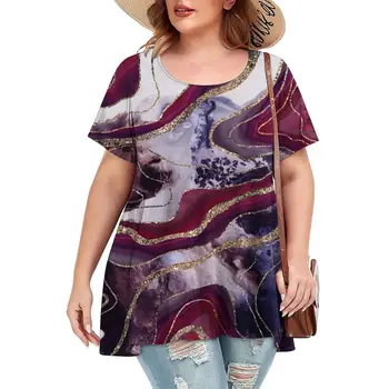 Vasaros Moterų Marškinėliai Plius Dydis Modelis Atspausdintas Drabužių Mados Atsitiktinis Trumpas Rankovėmis Tee Prarasti Naujų O Neck T Shirt Moterims 2023