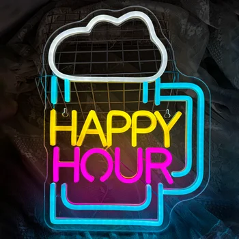 Vyno taurė Happy Hour Neoninis Ženklas, Sienų Dekoras USB Powered LED Neon Požymių, Miegamasis Alaus Baras Neoninės Šviesos Viešbutis Šalies Klubas Neon