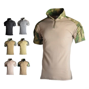 Vyrai Taktinis Kamufliažas T-shirt Vasaros Lauko Quick Dry Kvėpuojantis Armijos Kovos Trumpi Marškinėliai Medžioklės Kempingas, Žygiai Tees Viršūnės