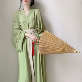 WeiJin Dinastijos Hanfu Moterų Kinų Stiliaus, Tiesios Rankovėmis Marškiniai kostiumas Ilgas Chalatas, Kinų Tradicinė Hanfu Drabužių Cosplay