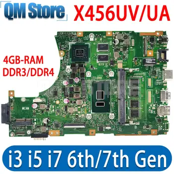 X456UN Mainboard ASUS X456UVK X456UQ X456UJ X456UB X456UV X456 X456UA Nešiojamas Plokštė I3 I5 I7 DDR3/DDR4 4GB RAM UMA/DIS