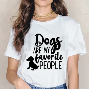 Šunys Yra Mano Mėgstamiausia Žmonių Atsitiktinis Juokinga Trumpas Rankovės Moterų Viršūnių Tees Harajuku VintageT Marškinėliai, moteriški marškinėliai