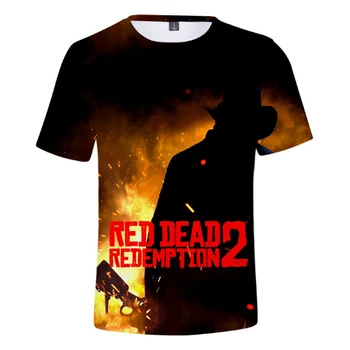 Žaidimą Red Dead Redemption 2 Spausdinami 3D T-shirt Vyrai Moterys Mados Atsitiktinis O-Neck T Shirt Hip-Hop Streetwear vyriški Drabužiai, Marškinėliai