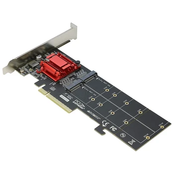 Dual NVMe PCIe Adapteris,2 M. NVMe SSD su PCI-E 3.1 X8/X16 Kortelės Palaikymas M. 2 (M) Klavišą NVMe SSD 22110/2280/2260/2242